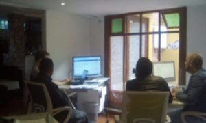 the team in a customer training